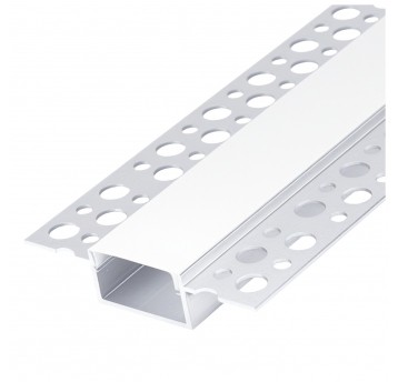 Recessed profile KG03 anodized silver + milky cover 2m Kobi