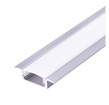 Recessed profile P02 anodized silver + milky cover 1m Kobi