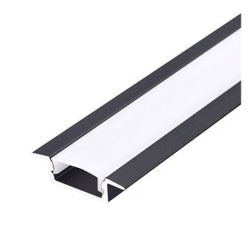 Recessed profile P02 black + milky cover 2m Kobi