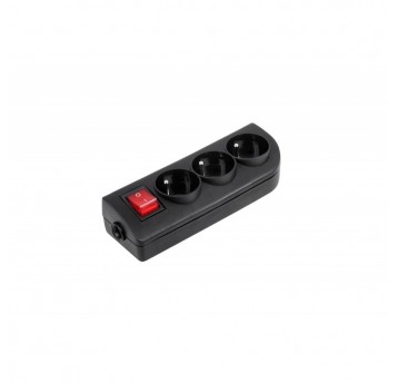 Socket 3s/with grounding+switch black Elgotech