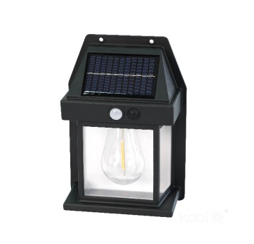 Solar garden wall lamp LED OMVIA 3000K black LED2B