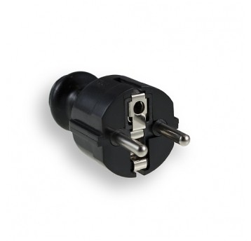 Straight plug with grounding UNISCHUKO black Elgotech