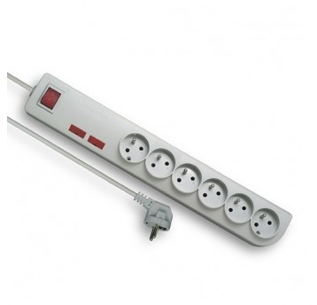 Surge extension cord PSF2 6s/1,5m/with grounding+switch/1mm grey Elgotech