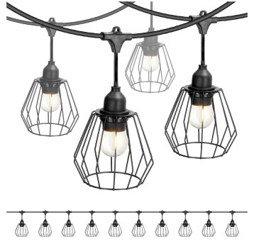 ZESTAW CRETE Girlanda ogrodowa 10m + kabel 5m + 10x klosz D1