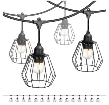 ZESTAW CRETE Girlanda ogrodowa 15m + kabel 5m + 15x klosz D1